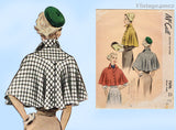 McCall 7696: 1940s Stunning Misses Cape Size 32 Bust Vintage Sewing Pattern