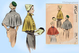 McCall 7696: 1940s Stunning Misses Cape Size 32 Bust Vintage Sewing Pattern