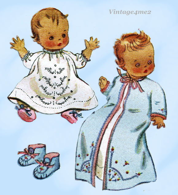 1940s Vintage McCall Sewing Pattern 773 Sweet Infants Embroidered Layette Set