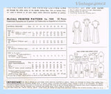 1940s Vintage McCall Sewing Pattern 7888 Post WWII Shirtwaist Dress Sz 30 B