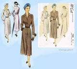 1940s Vintage McCall Sewing Pattern 7888 Post WWII Shirtwaist Dress Sz 30 B