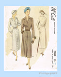 1940s Vintage McCall Sewing Pattern 7888 Post WWII Shirtwaist Dress Sz 30 B