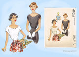 1940s Vintage McCalls Sewing Pattern 7900 Uncut Misses Scalloped Blouse 34B