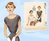 1940s Vintage McCalls Sewing Pattern 7900 Uncut Misses Scalloped Blouse 34B