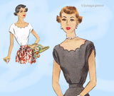 1940s Vintage McCalls Sewing Pattern 7900 Uncut Misses Scalloped Blouse 34B