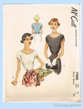 1940s Vintage McCalls Sewing Pattern 7900 Uncut Misses Scalloped Blouse 34B