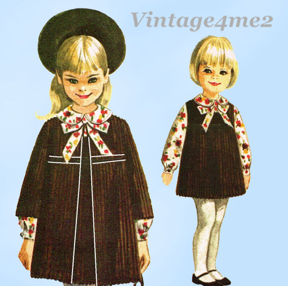 1960s Vintage McCall's Sewing Pattern 7947 Helen Lee Toddler Girls Dress Size 5