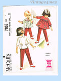 1950s Vintage McCalls Sewing Pattern 7955 Toddler Girls Helen Lee Top & Pants Sz 2