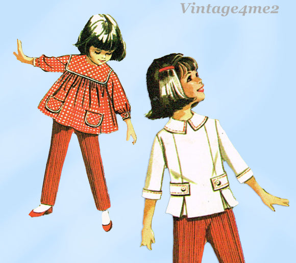 1950s Vintage McCalls Sewing Pattern 7955 Toddler Girls Helen Lee Top & Pants Sz 2