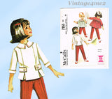 1950s Vintage McCalls Sewing Pattern 7955 Toddler Girls Helen Lee Top & Pants Sz 2