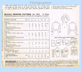 1950s Vintage McCalls Sewing Pattern 7970 Fabulous Uncut Misses Bolero Jacket 34 B