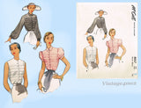 1950s Vintage McCalls Sewing Pattern 8057 Uncut Misses Tucked Blouse 34 B