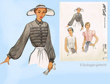 1950s Vintage McCalls Sewing Pattern 8057 Uncut Misses Tucked Blouse 34 B