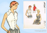 1950s Vintage McCalls Sewing Pattern 8132 Uncut Stylish Misses Top Sz 34 Bust