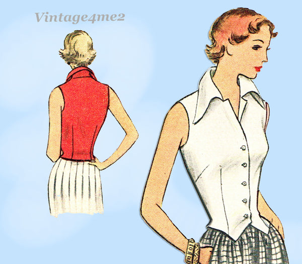 1950s Vintage McCalls Sewing Pattern 8132 Uncut Stylish Misses Top Sz 34 Bust