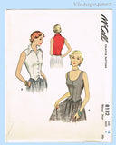1950s Vintage McCalls Sewing Pattern 8132 Uncut Stylish Misses Top Sz 34 Bust