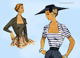 1950s Vintage McCall Sewing Pattern 8193 Misses Sexy Dressy Summer Blouse Sz 34