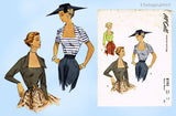 1950s Vintage McCall Sewing Pattern 8193 Misses Sexy Dressy Summer Blouse Sz 34