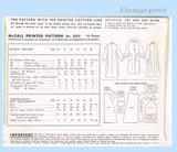 1950s Vintage McCall Sewing Pattern 8203 Chic Ladies Dress Coat  Sz 34 B UNCUT