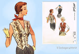 1950s Vintage McCalls Sewing Pattern 8228 Classic Fitted Vest Blouse Uncut 34 B