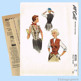 1950s Vintage McCalls Sewing Pattern 8228 Classic Fitted Vest Blouse Uncut 34 B