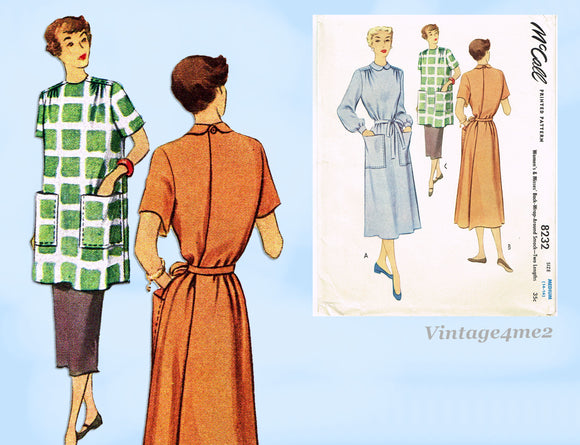 1950s Vintage McCall Sewing Pattern 8232 Back Wrap Around Dress Sz 34 B UNCUT