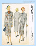 1950s Vintage McCall Sewing Pattern 8253 Chic Classic Ladies Suit Sz 34 B UNCUT