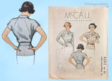 1930s Vintage McCall's Sewing Pattern 8262 Stylish Misses Peplum Blouse Sz 40 B