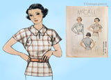 1930s Vintage McCall's Sewing Pattern 8262 Stylish Misses Peplum Blouse Sz 40 B