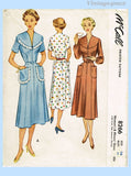 1950s Vintage McCall Sewing Pattern 8266 Lovely Misses Day Dress Size 34 Bust