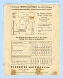 McCall 8313: 1930s Gorgeous Misses Paneled Coat Sz 34 B Vintage Sewing Pattern