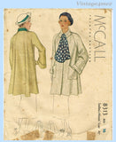 McCall 8313: 1930s Gorgeous Misses Paneled Coat Sz 34 B Vintage Sewing Pattern