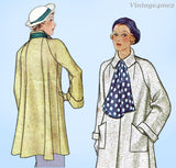 McCall 8313: 1930s Gorgeous Misses Paneled Coat Sz 34 B Vintage Sewing Pattern