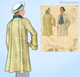 McCall 8313: 1930s Gorgeous Misses Paneled Coat Sz 34 B Vintage Sewing Pattern