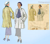 McCall 8313: 1930s Gorgeous Misses Paneled Coat Sz 34 B Vintage Sewing Pattern
