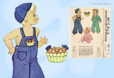 1940s Vintage McCall Sewing Pattern 832 Sweet Toddler's Applique Overalls Sz 3