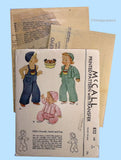 1940s Vintage McCall Sewing Pattern 832 Sweet Toddler's Applique Overalls Sz 3