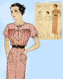 1930s Vintage McCall Sewing Pattern 8339 Uncut Womens Street Dress Sz 42 B