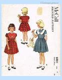 1950s Vintage McCalls Sewing Pattern 8401 Charming Toddler Girls Dress Size 4