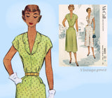 1950s Vintage McCall Sewing Pattern 8423 Uncut Scalloped  Dress Size 16 34B