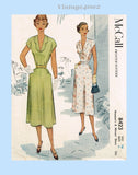 1950s Vintage McCall Sewing Pattern 8423 Uncut Scalloped  Dress Size 16 34B