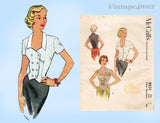 1950s Vintage McCall Sewing Pattern 8531 Uncut Misses Vest or Top Sz 32 Bust