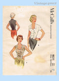 1950s Vintage McCall Sewing Pattern 8531 Uncut Misses Vest or Top Sz 32 Bust