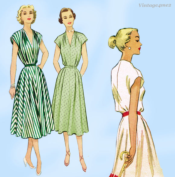 1950s Vintage McCall Sewing Pattern 8793 Uncut Misses Bias Cut Dress 36 Bust