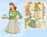 1940s Vintage McCall Sewing Pattern 884 WWII Misses Necktie Apron Fits All
