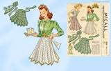 1940s Vintage McCall Sewing Pattern 884 WWII Misses Necktie Apron Fits All