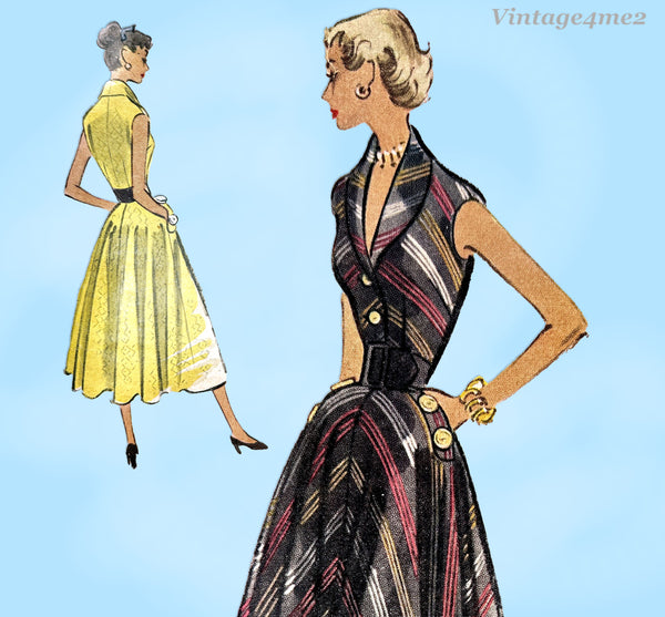 1950s Vintage McCall's Sewing Pattern 8849 Misses Italian Couture Sun Dress 30 B