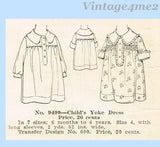 1920s Vintage McCall Pattern 9499 Sweet Uncut Baby Girls Shirred Dress Size 1