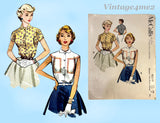 1950s Vintage McCall's Sewing Pattern 9519 Darling Misses Blouse Size 34 Bust