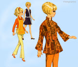 1960s Vintage McCalls Sewing Pattern 9605 11 1/2 Boho Barbie Doll Clothes Set